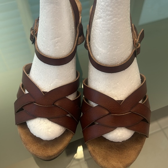 Jelly Pop Jelissa Memory Foam Brown Wood Wedge sz 10 Sandal Slingback Shoe EUC - Picture 14 of 17